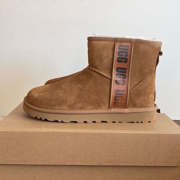 UGG Classic Mini Side Logo II Chestnut Women Size 7 - Picture 9 of 15